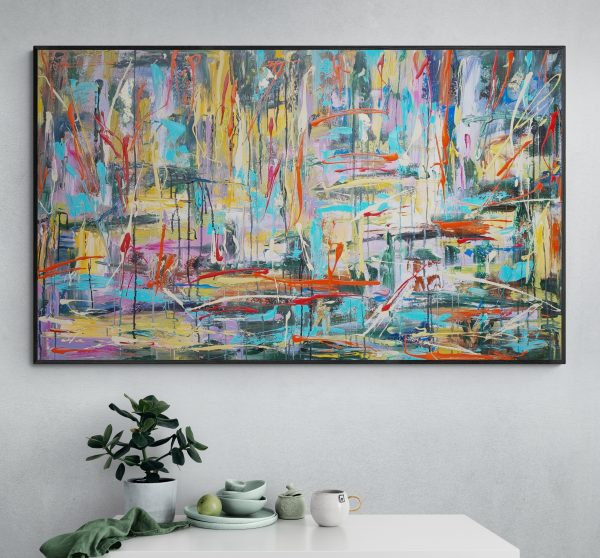 Tableware And Potted Plant On Cabinet