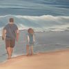 Alanah Jarvis Ocean Painting Commissioned Family On Beach Close Up