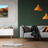 Orange Lamps Grey Couch Black Living Room Interior With Poster Cabinet 274372 5