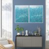1. Artist Leni Kae Morning Blue Rising Diptych Interior Design Lounge Room Blue Art
