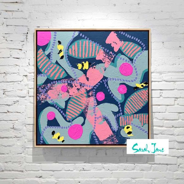 Australian Artist Sarah Jane Botanical Abstract Painting Bright Colours Pollination Iii A Bees Life