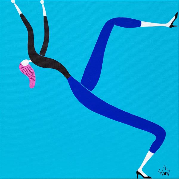 Falling 2021 Acrylic On Canvas 35.6cm X 35.6cm X 1.5cm