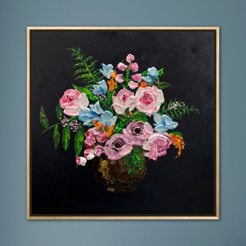 Flowers in copper vase