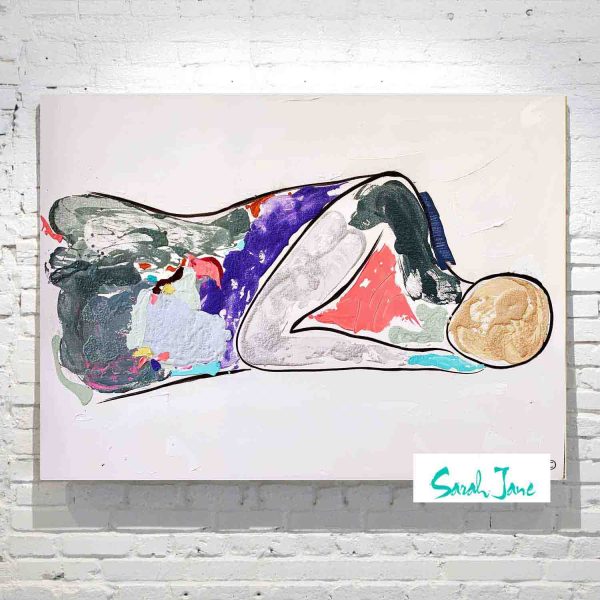 Sarah Jane Artist Abstract Figurative Painting Man Sleeping Vibrant Colours Titled Bodyline Bold V