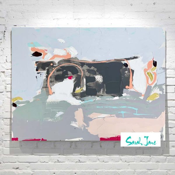 Artist Sarah Jane Colourful Abstract Landscape Painting Rock Off The Coast Of Robe Titled Doorway