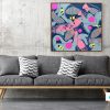 Sarah Jane Artist Colourful Abstract Botanical Painting On Wall Contemporary Living Room Titled Pollination Iii