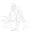 Sydney Artist Leni Kae Line Art Charcoal Toe In The Water A2 Drawing