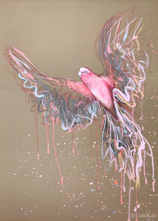 2.artist Leni Kae Spirit Of The Galah Painting On Paper Art