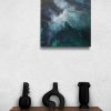 Canvy Dark Shore Wooden Shelf With Contemporary Black Vases