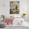 Nature Lover's Bright Bedroom Interior With A Wall Art Of Flower