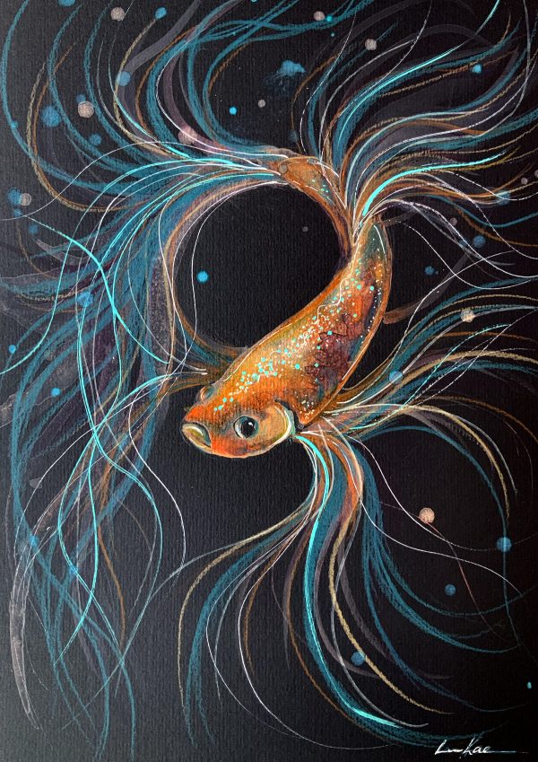 Sydney Artist Leni Kae Orange Betta Fish Art Copyright