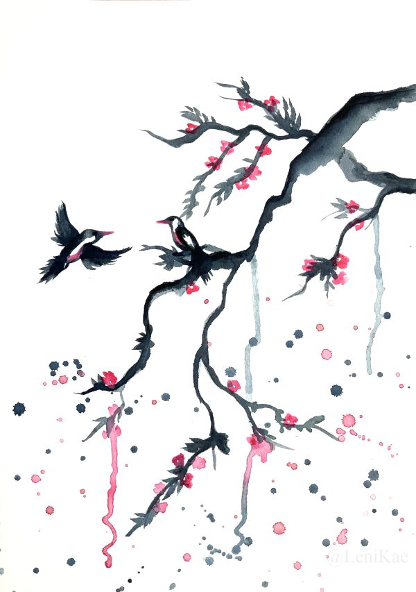 Sydney Artist Leni Kae Sakura Beginnings Sumi E Style