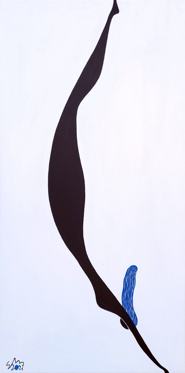 Blue Hair Diver 2021 Acrylic On Canvas 30.5cm X 61cm X 1.5cm