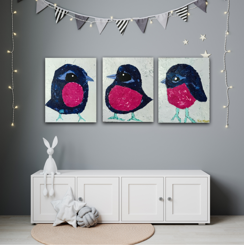 Pink Robins (Triptych)