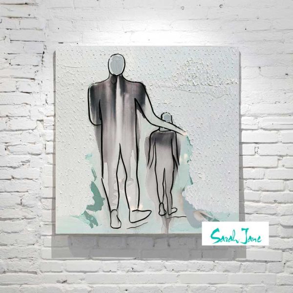 Sarah Jane Line Art Drawing Father And Daughter Walking Talking Titled Linear Ix Heart To Heart