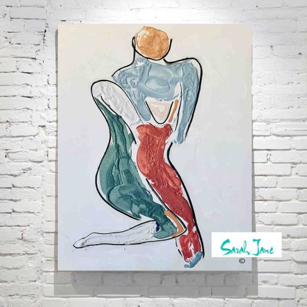 Abstract Figurative Painting Trendy Woman Earthy Colours Titled Bodyline Bold Vii Australian Artist Sarah Jane