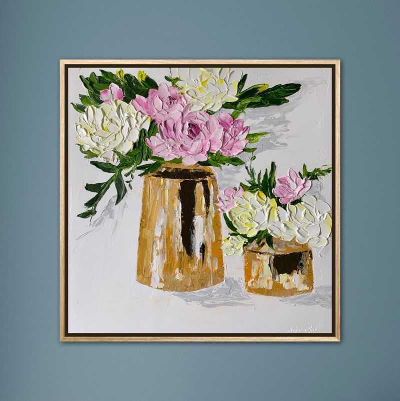 Flowers in gold vase