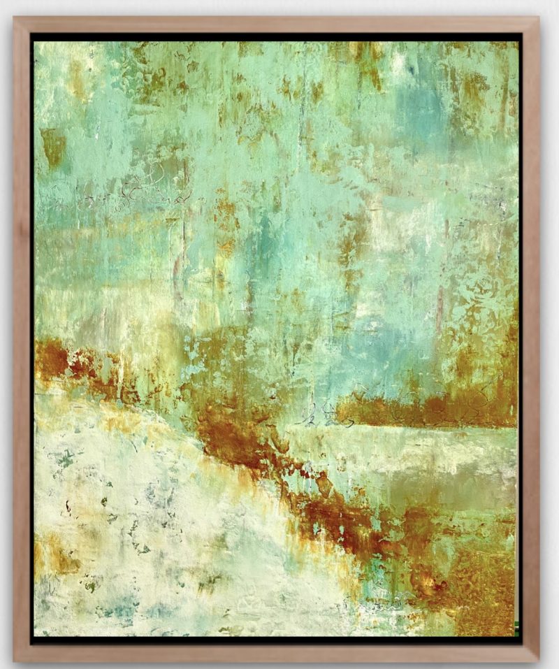 Paradise Blue – framed in oak