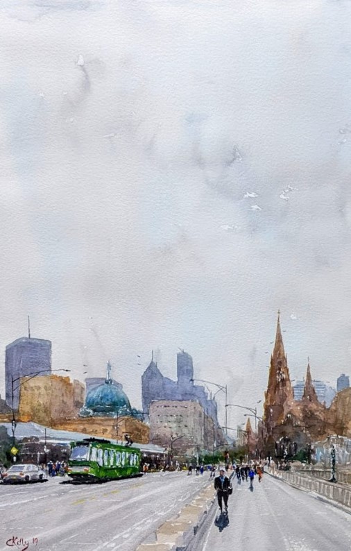 Caib Kelly Watercolour Artist Princess Bridge Melbourne (1)