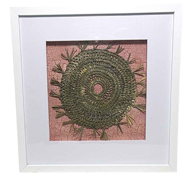 Framed Indigenous Weaving Sunset On The Reeds