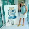 Sarah Jane Artist Completes Modern Painting Lovers Kissing Bodyline Xiii