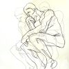 1.sydney Artist Leni Kae The Thinker After Rodin Line Art Drawing