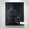 Black Canvas Modern Drawing Father Daughter Titled Linear Noir Iv Australian Artist Sarah Jane