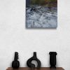 Canvy Oceanside Wooden Shelf With Contemporary Black Vases