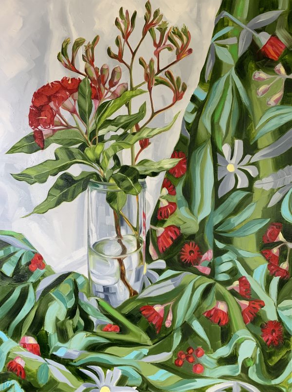 Cornwell Alicia Red Gum Blossom On Flowing Australiana