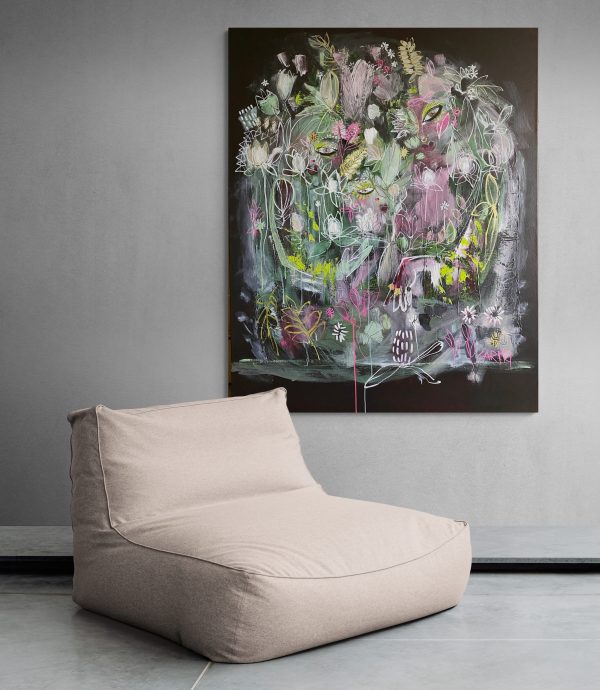 Carita Farrer Spencer Ginger Tonic & Thyme Acrylic On Canvas 110x140cm Insitu Soft Chair