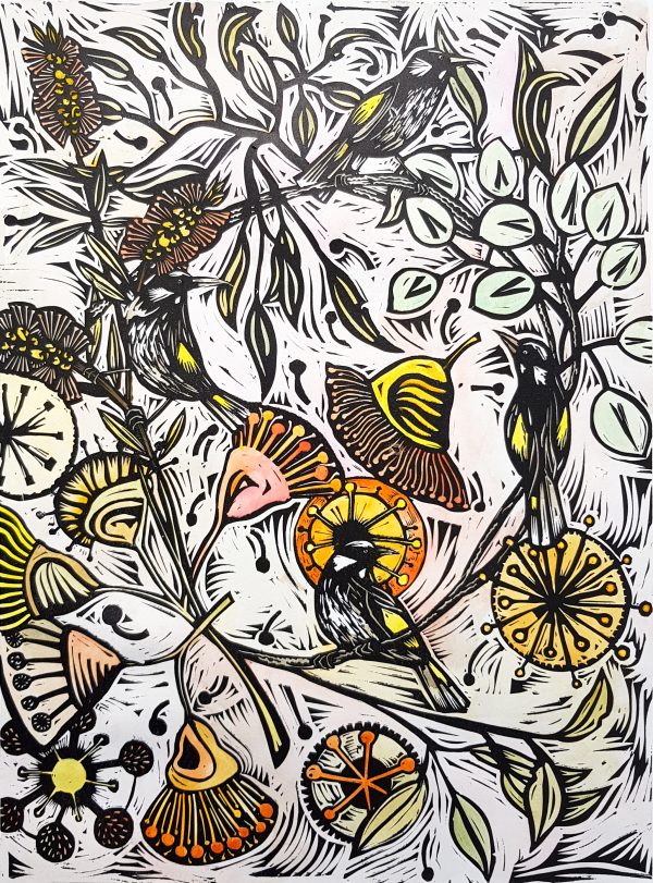 Honeyeaters And Gum Flowers 4of6 By Nicola Cowie