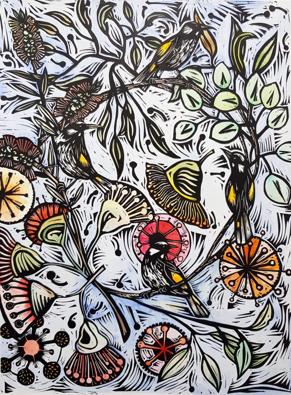 Honeyeaters And Gum Flowers 5 Of 6 By Nicola Cowie