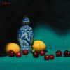 Lemons And Cherries With Kanxi Vase Oil On Linen H 25cm X W 30cm