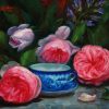 Roses With Teacup And Sage Oil On Linen H20cm X W 25cm 2022