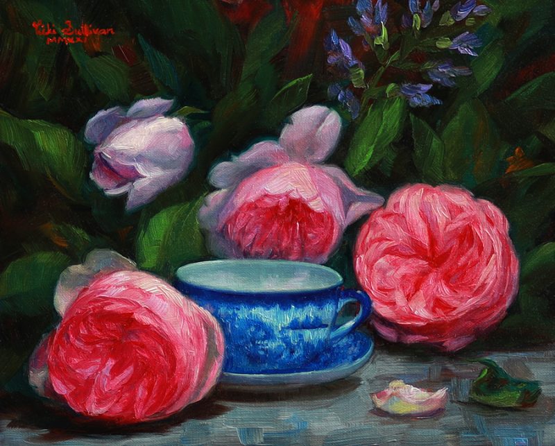 Roses with teacup and Sage