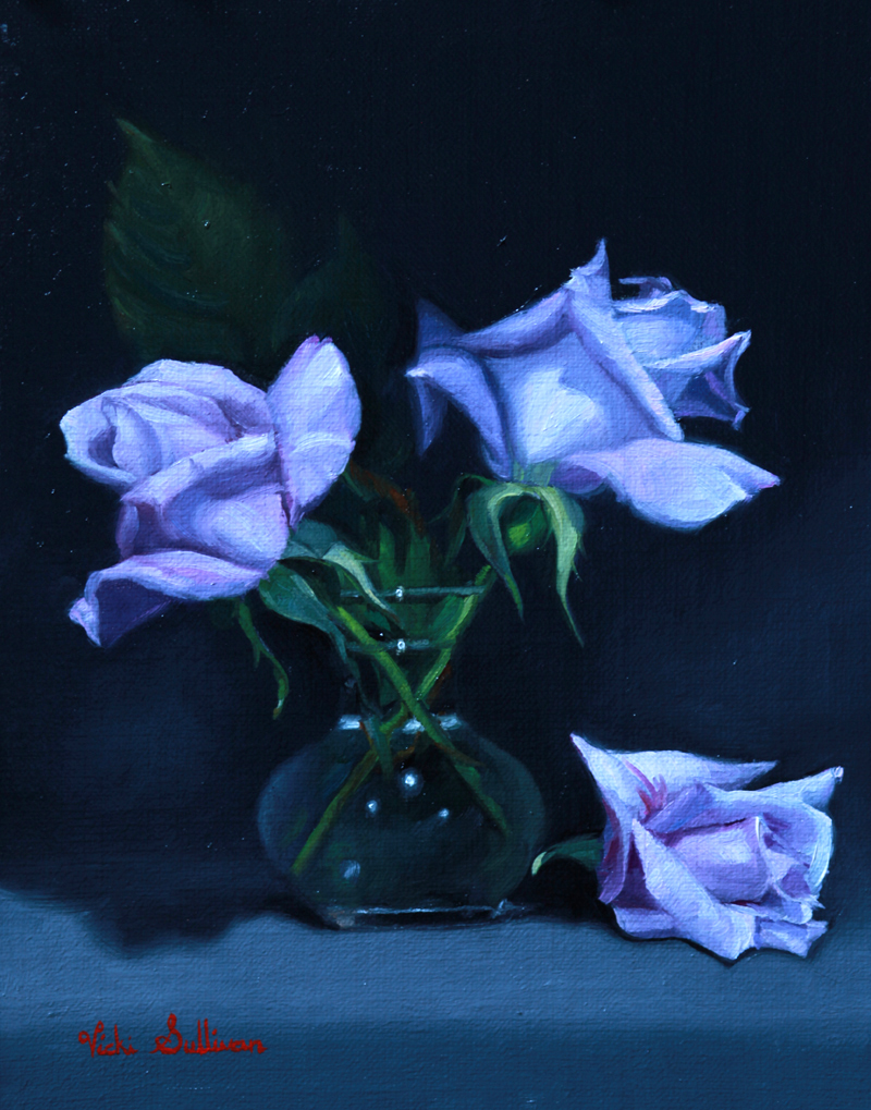 Three Blue Moon roses