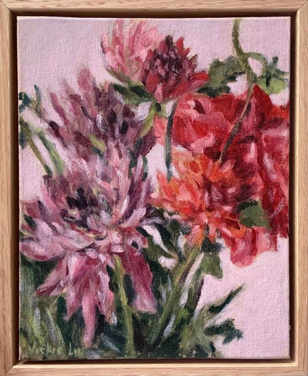 Vickie Liu Dahlia Flower Petal Painting Framed 23x28cm