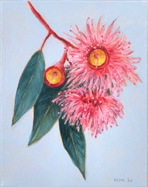 Vickie Liu Small Pink Gum Blossoms In Summer 1 Original Artwork