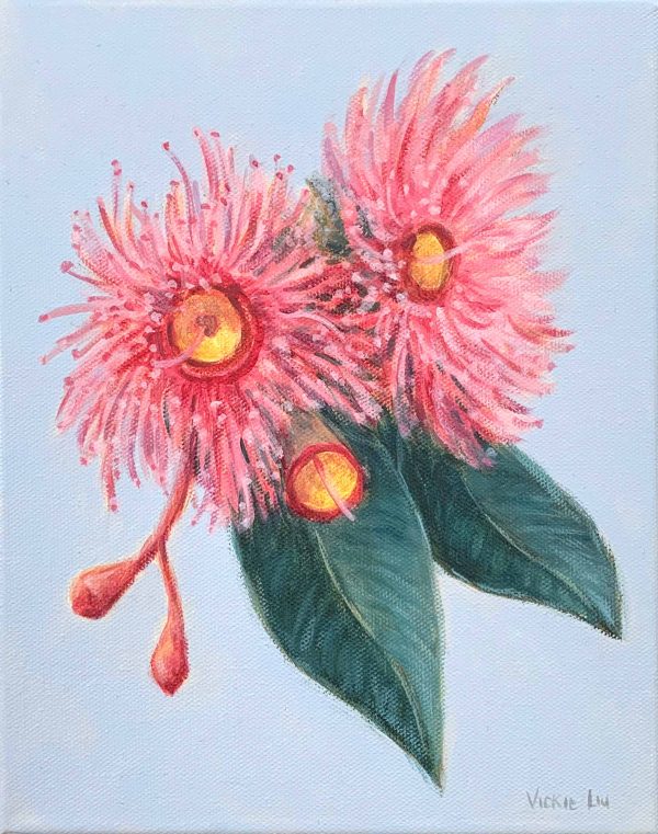 Vickie Liu Small Pink Gum Blossoms In Summer 2 Original Artwork