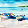 You're Not Alone Jess King Artist Original Boats On Beach Painting