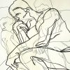 Artist Leni Kae Detail The Thinker After Rodin Line Art Drawing