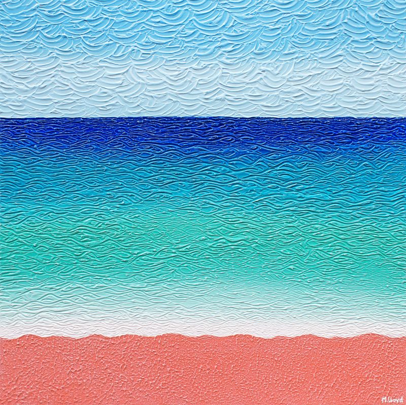 Beach Days Coastal Horizon Textured Abstract – SOLD