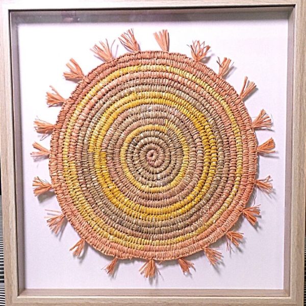 Framed Indigenous Weaving Sunrise Time Front