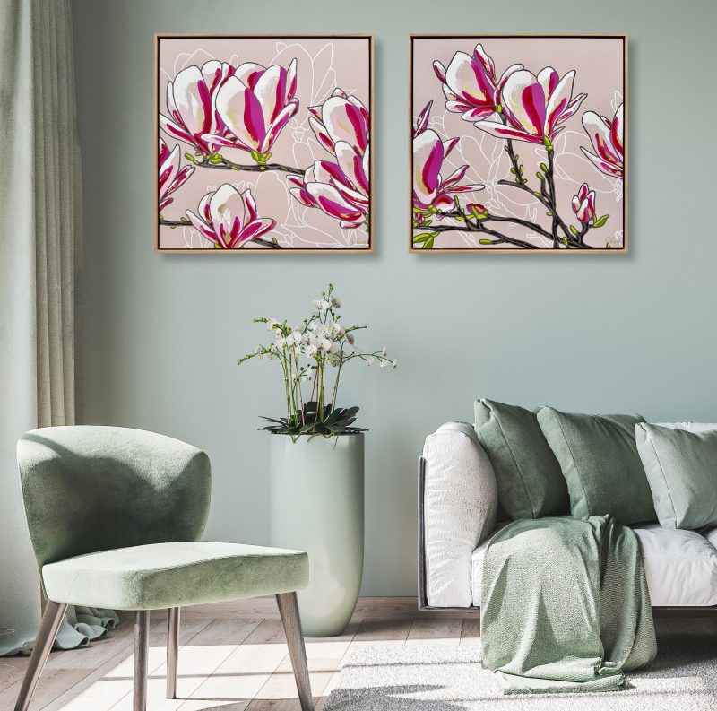Magnolia Blush Pink – Diptych