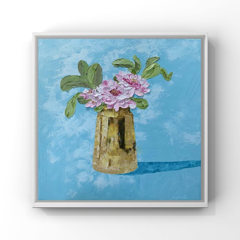 Peonies in Gold Vase