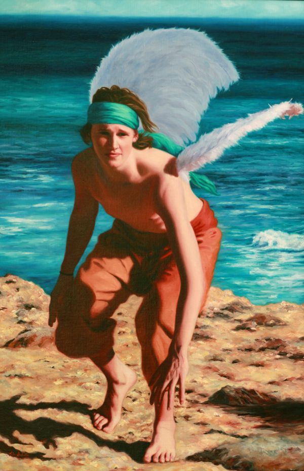 Icarus Escapes Oil On Linen H100cm X W 68cm 2016