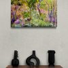 Wooden Shelf With Contemporary Black Vases