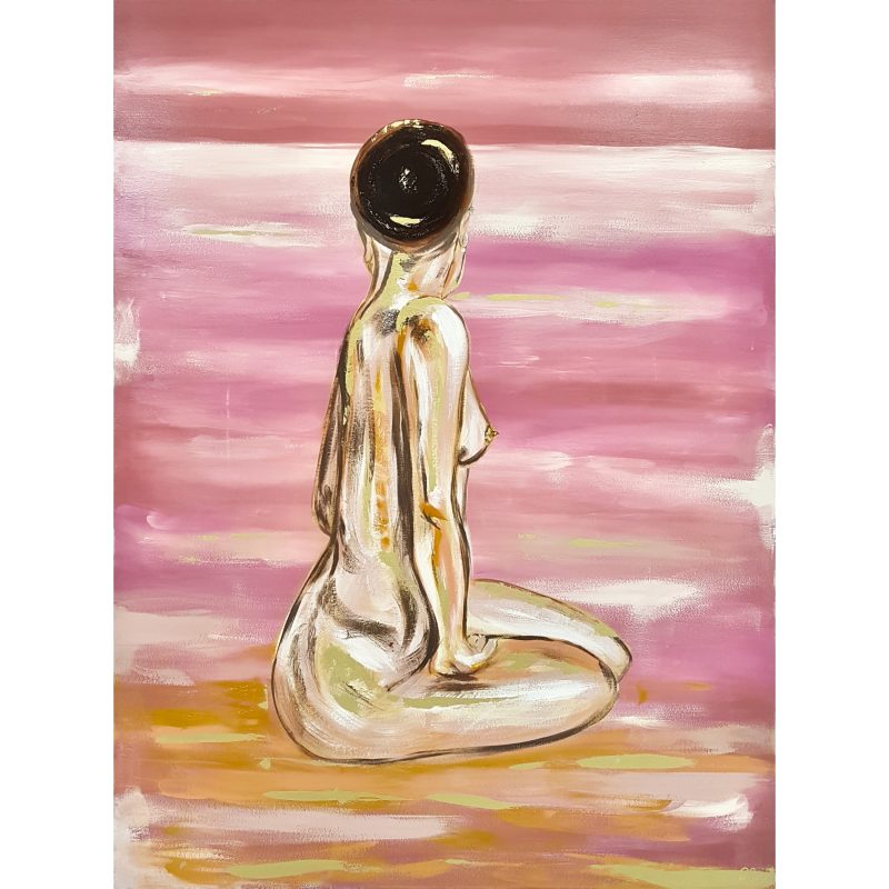Blush Nude 2 – Nude Woman Sitting on Beach at Sunset