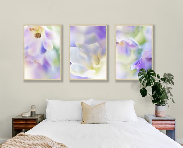 Delphinium Triptych Framed Prints Bernadette Meyers Art Lovers Australia