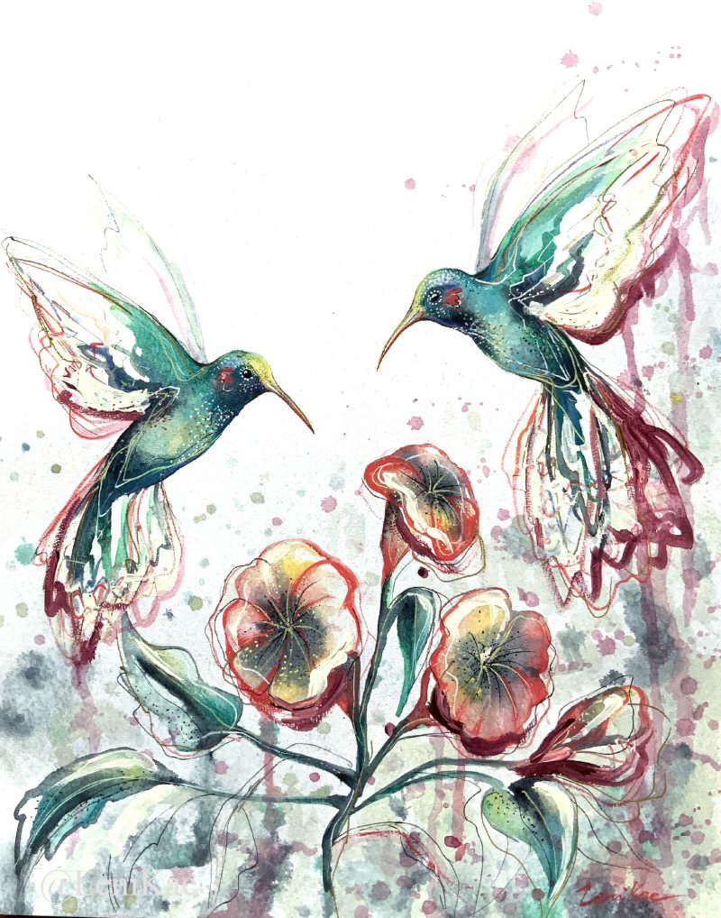 Hummingbird Dance Amongst Flowers